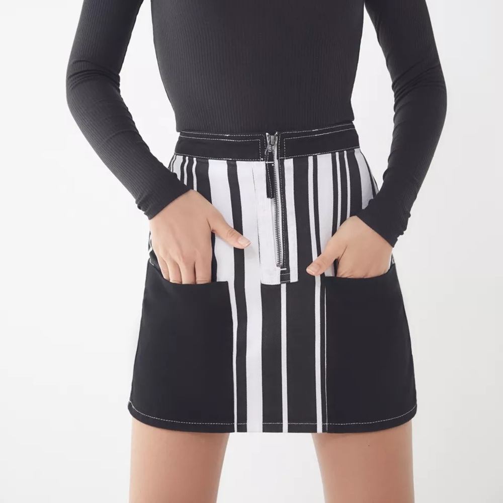 BDG Ruby Striped Zip-Front Skirt